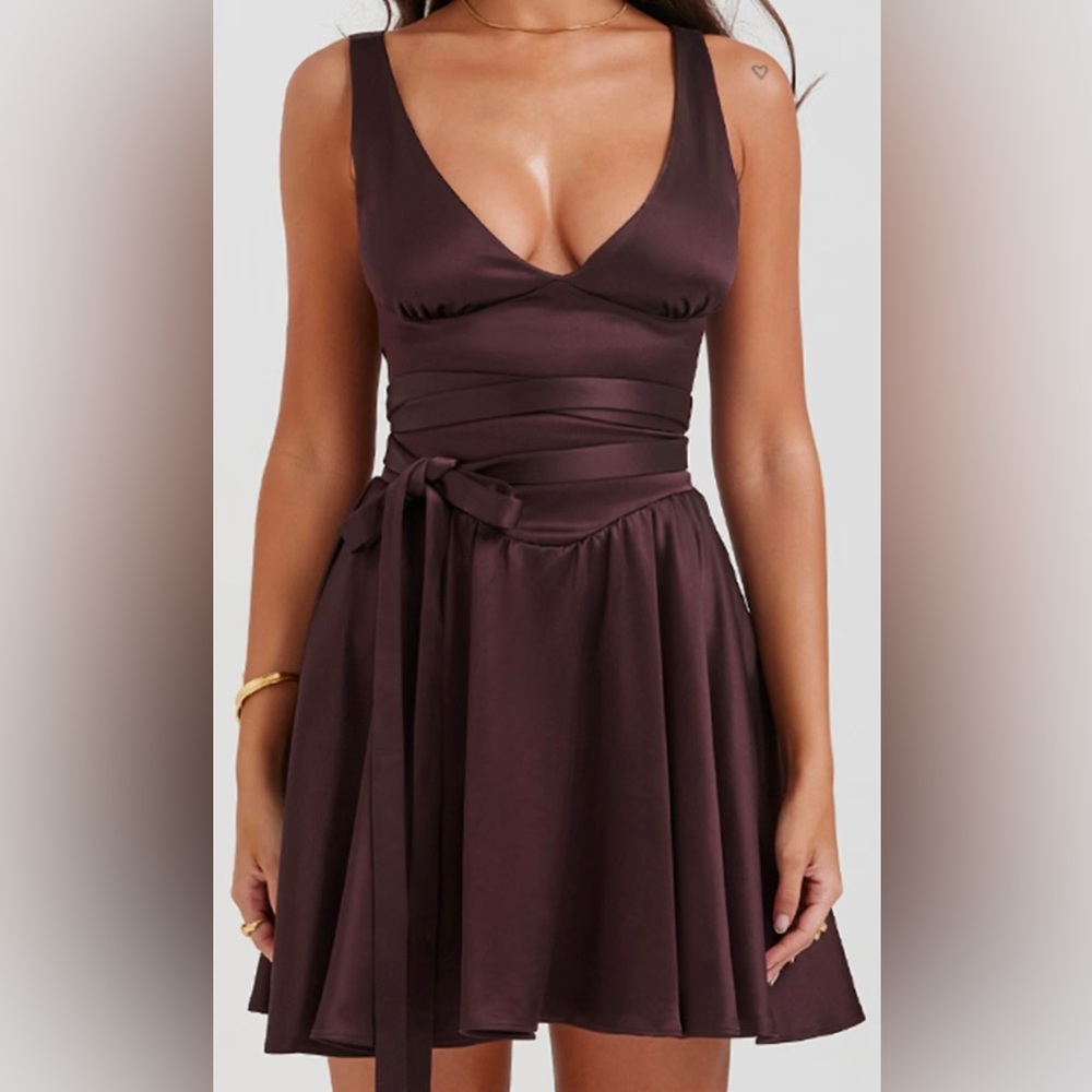 House of CB SHIEMA RICH BROWN MINI DRESS